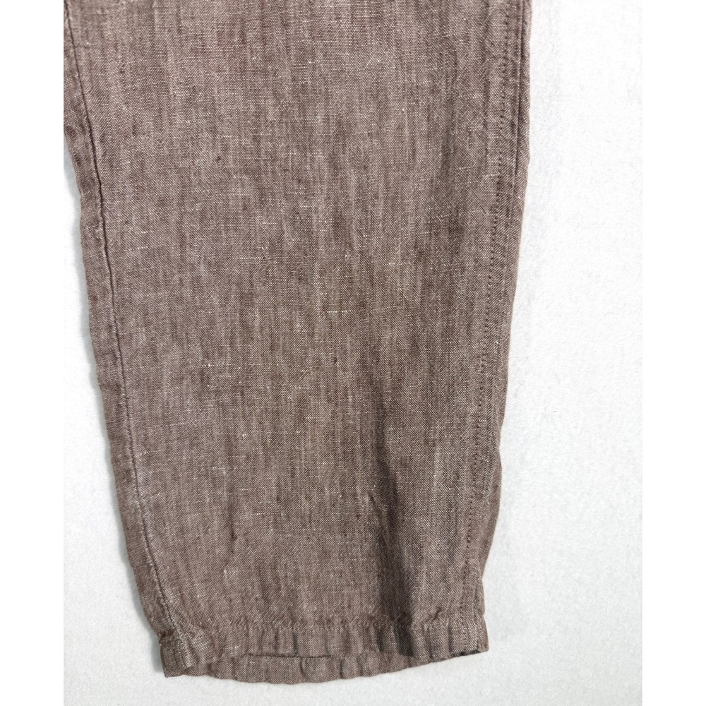 J.Jill Love Linen 100% Linen Crop Pants Womens Medium Brown Pockets Beach Travel - Picture 9 of 10